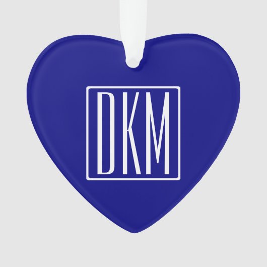 3 Initialen Monogram | Navy Blue en White Ornament (voorkant)