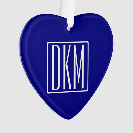 3 Initialen Monogram | Navy Blue en White Ornament (voorkant)