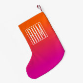 3 Initialen Monogram | Oranje tot Roze gradiënt Kleine Kerstsok (Achterkant (Hangend))