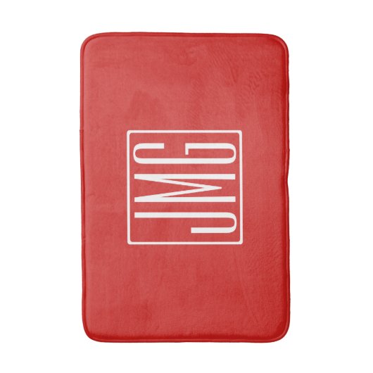 3 Initialen Monogram | Rood en wit (of dij kleur) Badmat (Voorkant Verticaal)