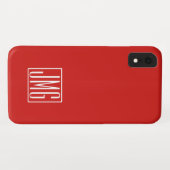 3 Initialen Monogram | Rood en wit (of dij kleur) Case-Mate iPhone Case (Achterkant (horizontaal))