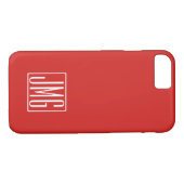 3 Initialen Monogram | Rood en wit (of dij kleur) Case-Mate iPhone Case (Achterkant (Horizontaal))