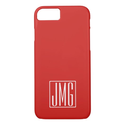 3 Initialen Monogram | Rood en wit (of dij kleur) Case-Mate iPhone Case (Achterkant)