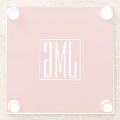 3 Initialen Monogram | Rood en wit (of dij kleur) Glazen Onderzetter (Achterkant)