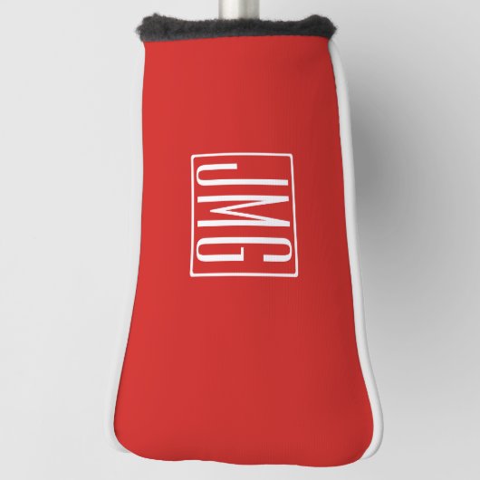 3 Initialen Monogram | Rood en wit (of dij kleur) Golfheadcover (Draai 90)
