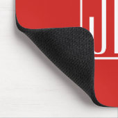 3 Initialen Monogram | Rood en wit (of dij kleur) Muismat (Hoek)