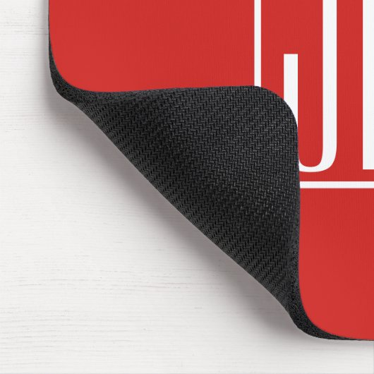 3 Initialen Monogram | Rood en wit (of dij kleur) Muismat (Hoek)