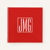 3 Initialen Monogram | Rood en wit (of dij kleur) Notitieboek (Voorkant)