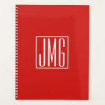 3 Initialen Monogram | Rood en wit (of dij kleur) Planner<br><div class="desc">Je drie initialen monogrammed.</div>