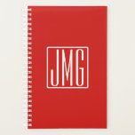 3 Initialen Monogram | Rood en wit (of dij kleur) Planner<br><div class="desc">Je drie initialen monogrammed.</div>
