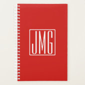 3 Initialen Monogram | Rood en wit (of dij kleur) Planner (Voorkant)