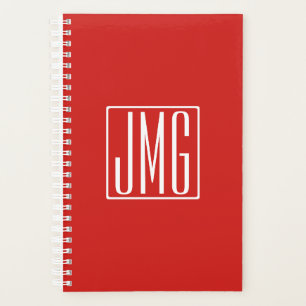 3 Initialen Monogram   Rood en wit (of dij kleur) Planner