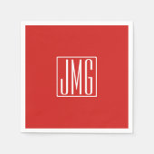 3 Initialen Monogram | Rood en wit (of dij kleur) Servet (Voorkant)