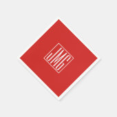 3 Initialen Monogram | Rood en wit (of dij kleur) Servet (Hoek)