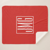 3 Initialen Monogram | Rood en wit (of dij kleur) Sherpa Deken (Voorkant (horizontaal))