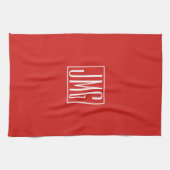 3 Initialen Monogram | Rood en wit (of dij kleur) Theedoek (Horizontaal)