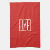 3 Initialen Monogram | Rood en wit (of dij kleur) Theedoek (Verticaal)