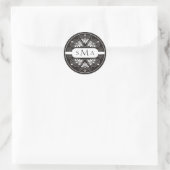 3 Initialen monogram stickers: zwart en wit Ronde Sticker (Tas)