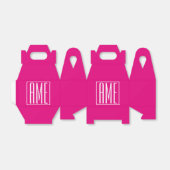 3 Initialen Monogram | Wit op warmroze Bedankdoosjes (Uitgevouwen)