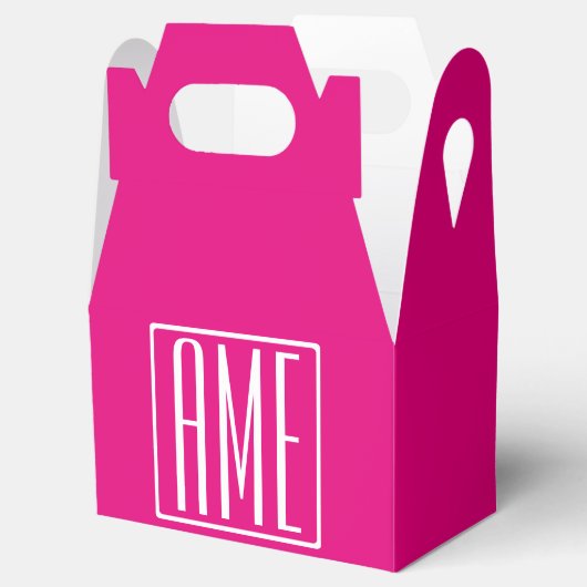 3 Initialen Monogram | Wit op warmroze Bedankdoosjes (Geopend)