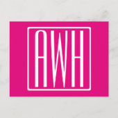 3 Initialen Monogram | Wit op warmroze Briefkaart (Voorkant)