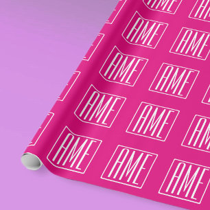 3 Initialen Monogram   Wit op warmroze Cadeaupapier