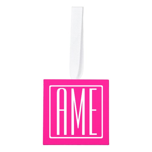 3 Initialen Monogram | Wit op warmroze Decoratie (Voorkant)