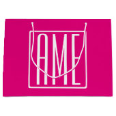 3 Initialen Monogram | Wit op warmroze Groot Cadeauzakje (Voorkant)
