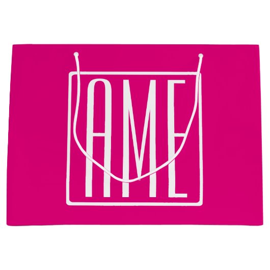 3 Initialen Monogram | Wit op warmroze Groot Cadeauzakje (Voorkant)