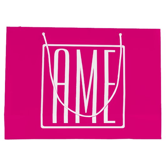 3 Initialen Monogram | Wit op warmroze Groot Cadeauzakje (Achterkant)