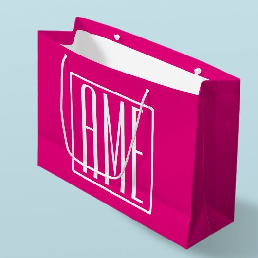 3 Initialen Monogram | Wit op warmroze Groot Cadeauzakje