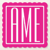 3 Initialen Monogram | Wit op warmroze Kartonnen Onderzetters (Voorkant)