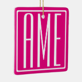 3 Initialen Monogram | Wit op warmroze Keramisch Ornament (Rechts)