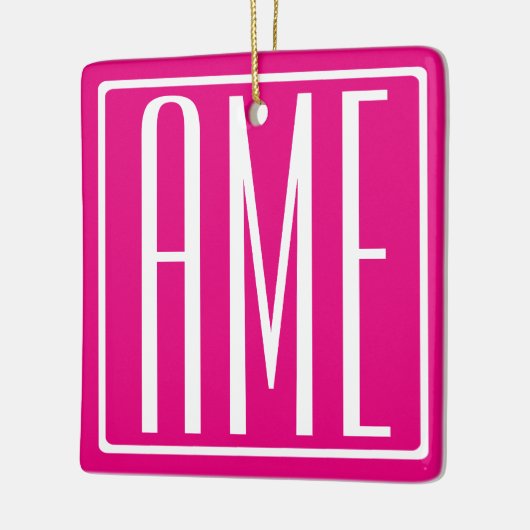 3 Initialen Monogram | Wit op warmroze Keramisch Ornament (Links)