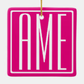 3 Initialen Monogram | Wit op warmroze Keramisch Ornament (Achterkant)