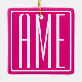 3 Initialen Monogram | Wit op warmroze Keramisch Ornament (Voorkant)