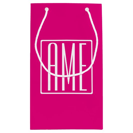 3 Initialen Monogram | Wit op warmroze Klein Cadeauzakje (Achterkant)