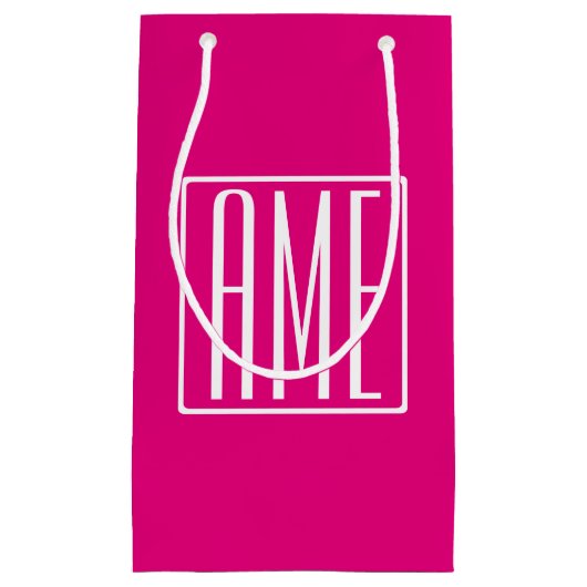 3 Initialen Monogram | Wit op warmroze Klein Cadeauzakje (Voorkant)