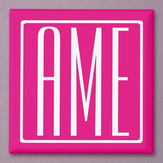 3 Initialen Monogram | Wit op warmroze Magneet