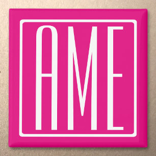 3 Initialen Monogram   Wit op warmroze Magneet