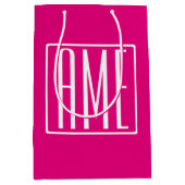 3 Initialen Monogram | Wit op warmroze Medium Cadeauzakje (Voorkant)