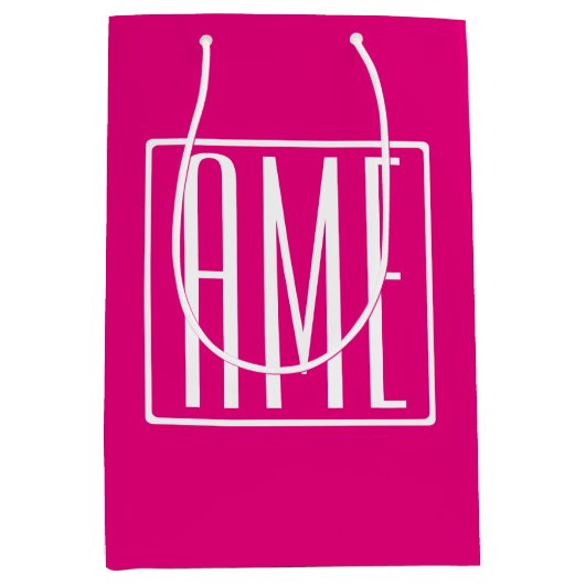 3 Initialen Monogram | Wit op warmroze Medium Cadeauzakje (Voorkant)