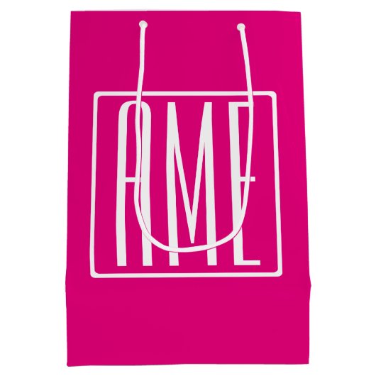 3 Initialen Monogram | Wit op warmroze Medium Cadeauzakje (Achterkant)