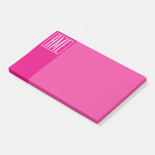 3 Initialen Monogram | Wit op warmroze Post-it® Notes (Schuin)