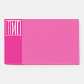 3 Initialen Monogram | Wit op warmroze Post-it® Notes (Voorkant)