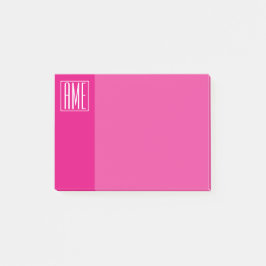3 Initialen Monogram | Wit op warmroze Post-it® Notes