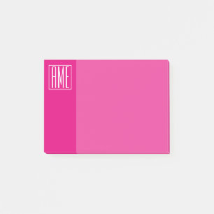 3 Initialen Monogram Wit op warmroze Post-it® Notes
