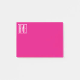 3 Initialen Monogram | Wit op warmroze Post-it® Notes