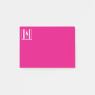 3 Initialen Monogram   Wit op warmroze Post-it® Notes