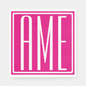 3 Initialen Monogram | Wit op warmroze Servet (Voorkant)